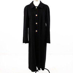 Vintage 80s 12 Cashmere Wool Long Overcoat Black